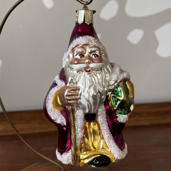 Old World Christmas Santa Claus w/ Green Drum Blown Glass Ornament Merck Vintage - Picture 1 of 10